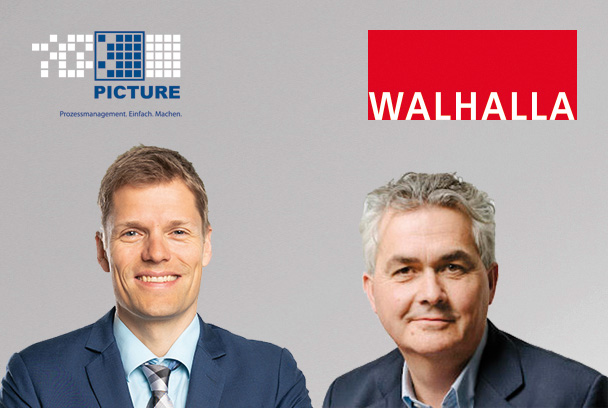 Abbildung Logo PICTURE GmbH und Walhalla Fachverlag und abbildung der Personen Dr. Lars Algermissen und Ronald Matthiä