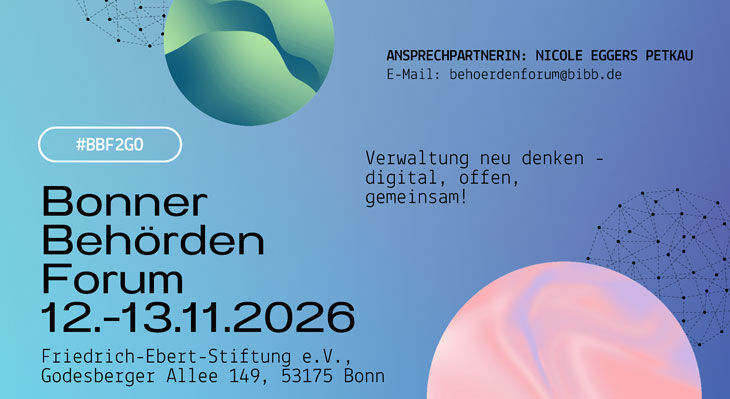 Veranstaltungsankündigung für das Bonner Behörden Forum am 12. und 13. November 2026 in Bonn.